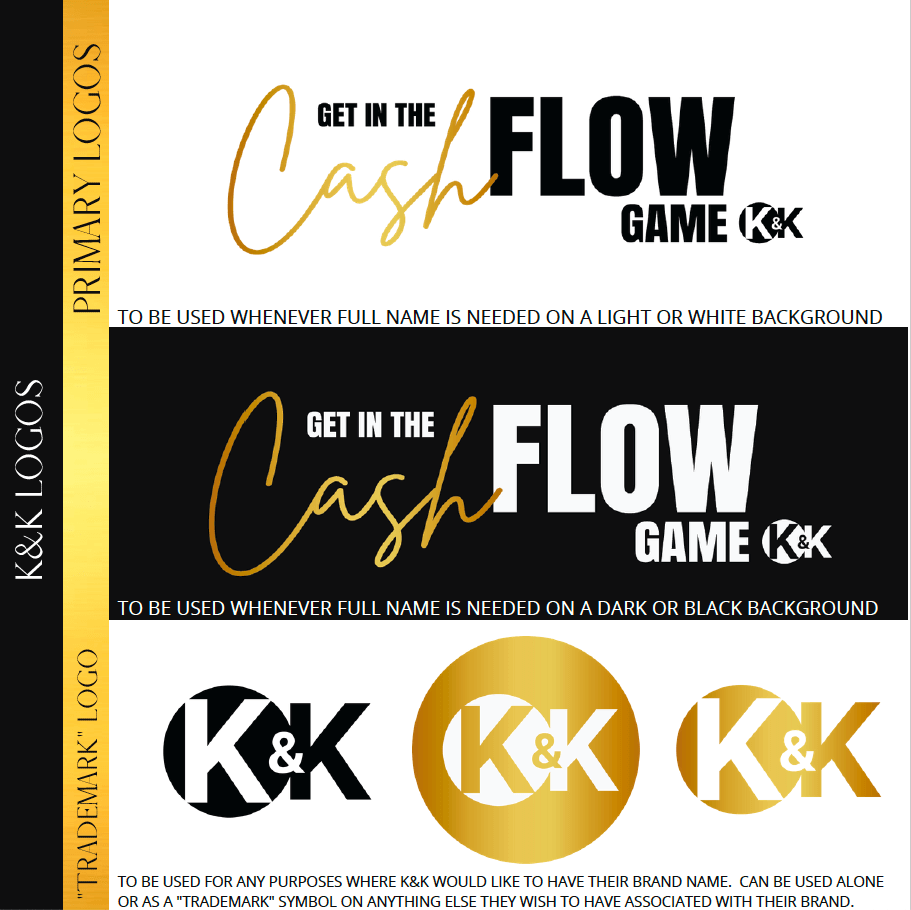 Cash flow logos brand style guide book - new branding and logo design at Big Red Jelly.
