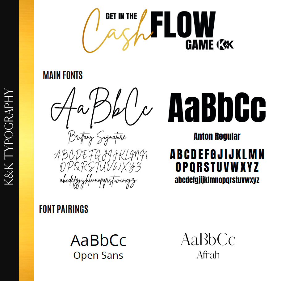 Cash flow typography page brand style guide book - new branding at Big Red Jelly.