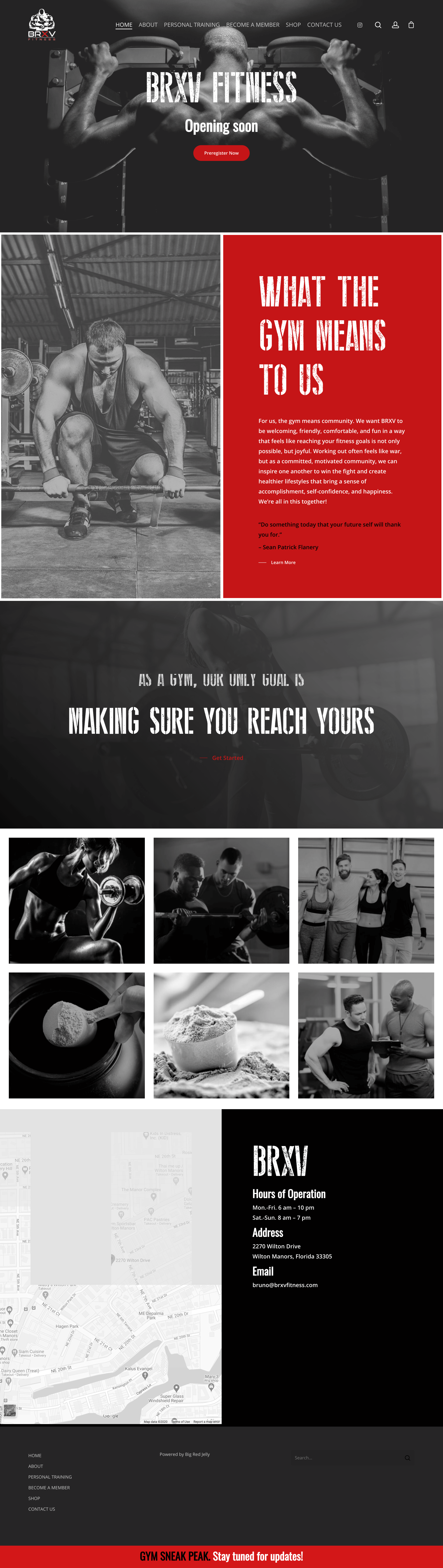 BRXV fitness full website landing page - wordpress wix web design at Big Red Jelly.