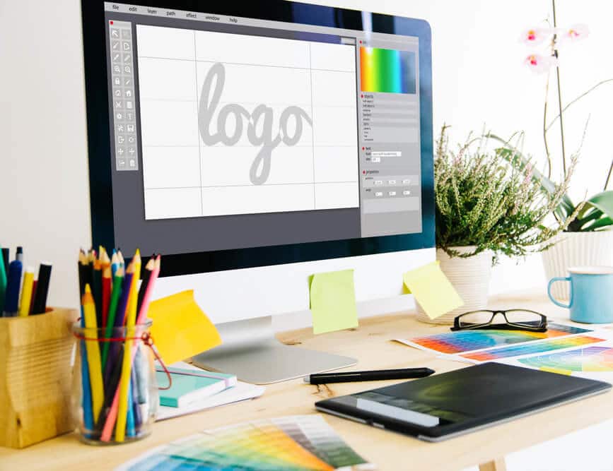 Graphic design program making a logo shutterstock image.
