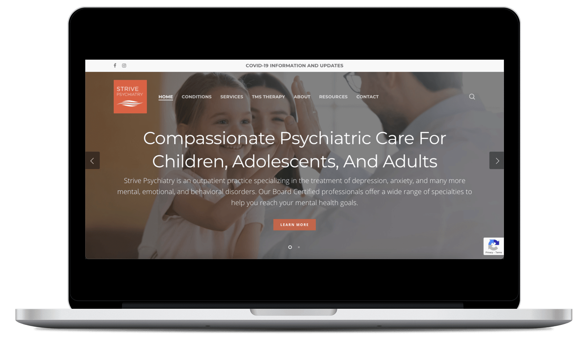Strive psychiatry computer mockup website optimization - web design firm Big Red Jelly Provo Utah.