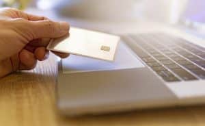 Person making an online purchase