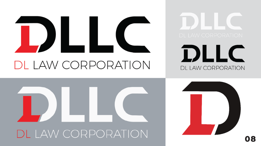 DLLC company logo design variations - by graphic designers at Big Red Jelly.