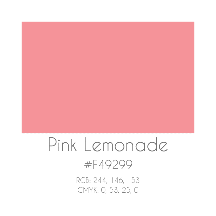 Pink lemonade color code business branding development - color strategy by branding at Big Red Jelly.