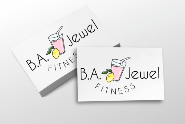 BA Jewel fitness logo and business card mockups - branding project by Big Red Jelly Provo Utah.