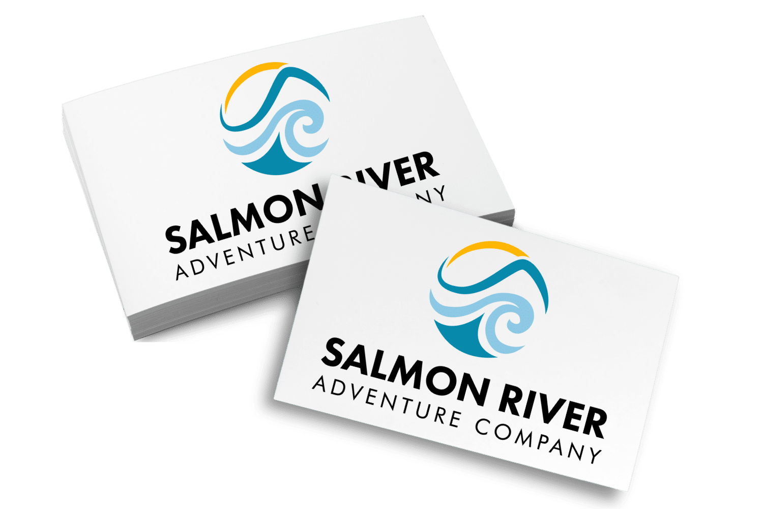 Salmon River business cards mockup brand portfolio and logo design
