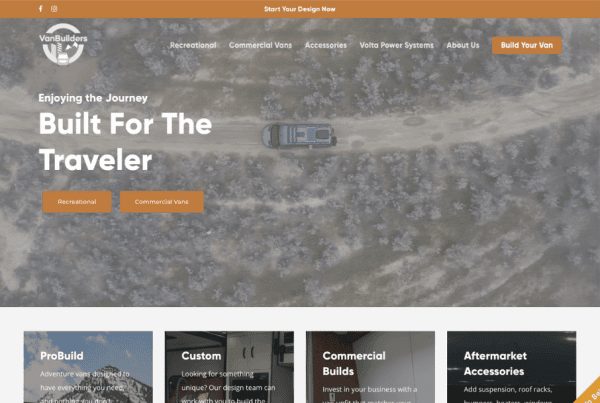 Van builders wordpress web design build portfolio business page by Big Red Jelly Provo Utah