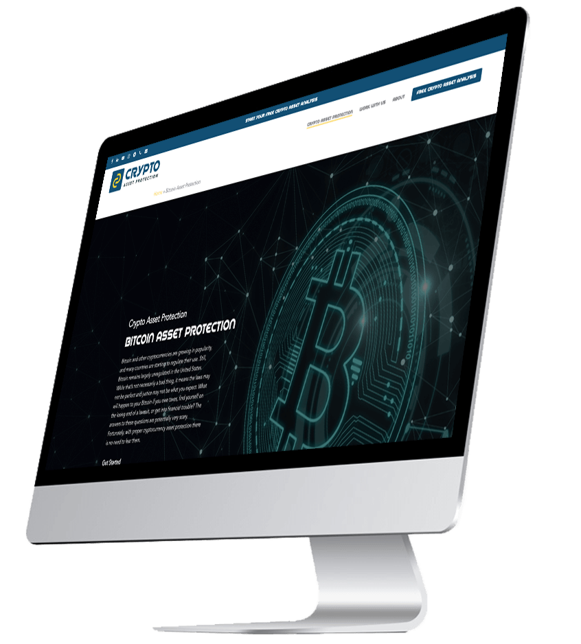 Crypto front page mockup - website building and brand business development.