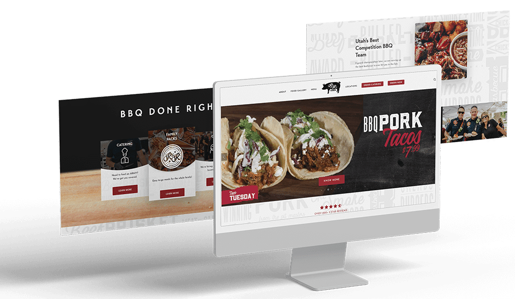 R&R barbeque website build computer mockups - building project by Big Red Jelly
