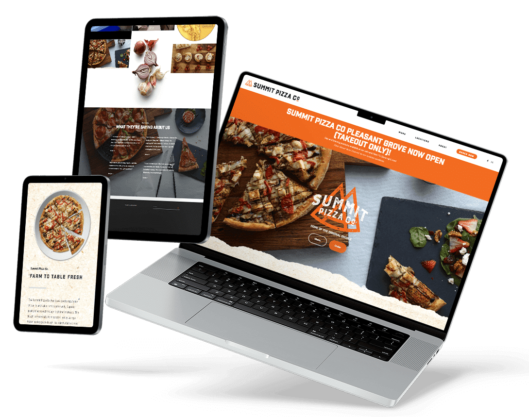 Summit pizza building website computer mockups - build project by Big Red Jelly