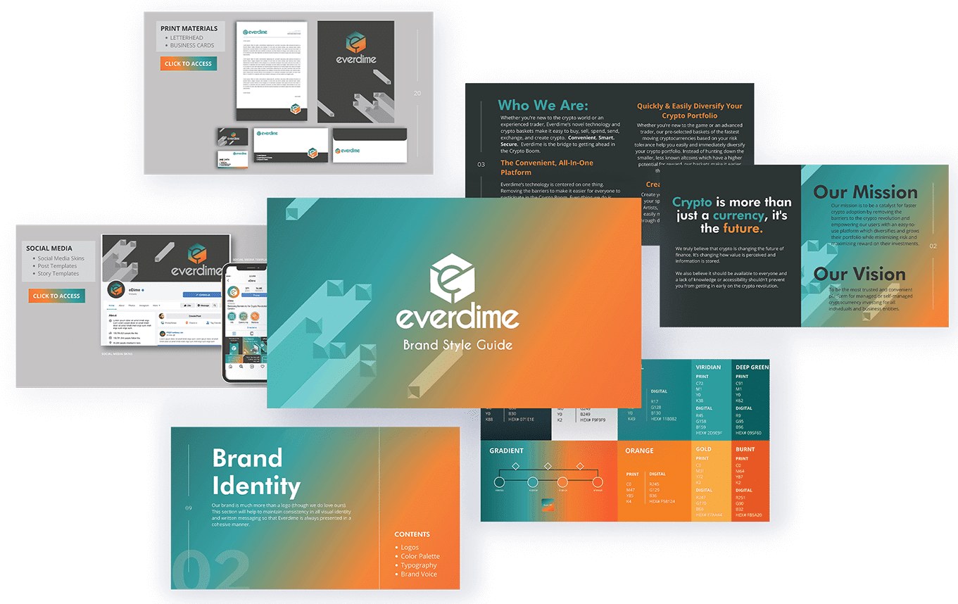 Everdime brand style guide full mockup - new branding at Big Red Jelly