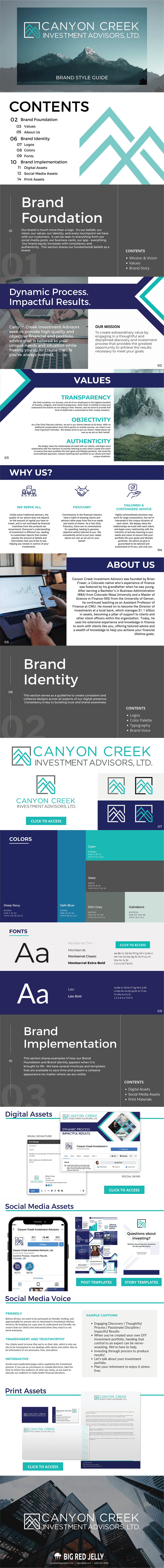 Canyon creek new brand style guide organization - branding project by Big Red Jelly