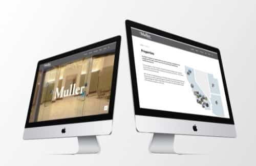 Muller company mockup website on computer - design project Big Red Jelly