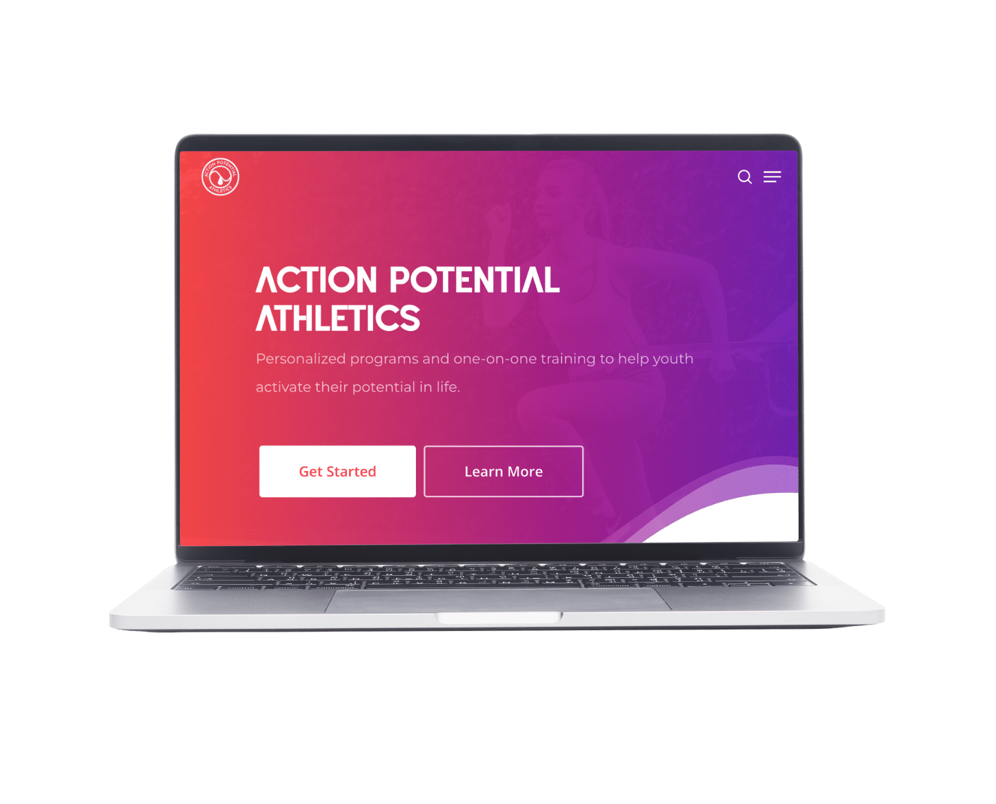 Action potential athletes computer mockup website landing page - brand strategy and web design by Big Red Jelly